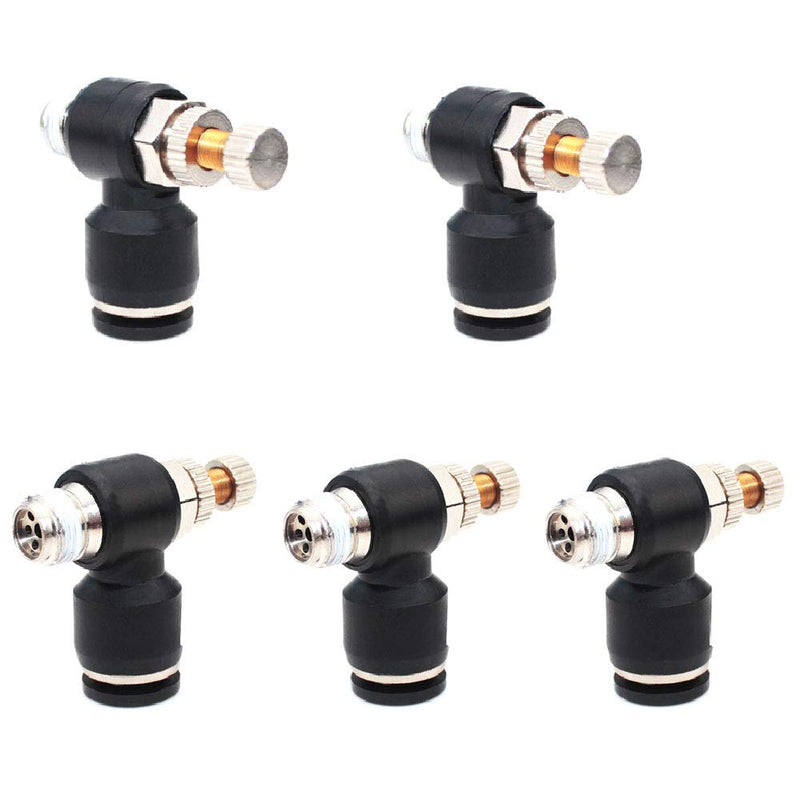 [Australia - AusPower] - Beduan Pneumatic Push to Connect Air Flow Control Valve, 6mm Tube OD x 1/8" Male Thread, Elbow 90 Degree Switch Valve Adapter Fitting (Pack of 5) 6mmx1/8" (5 Pcs) 