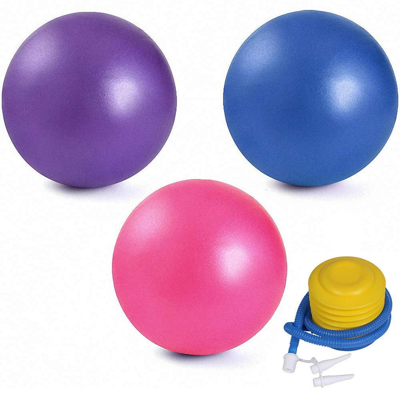 [Australia - AusPower] - 3 Pack Mini Exercise Balls with Air Pump, 9-10 Inch Professional Grade Anti Burst Heavy Duty and Slip Resistant Small Pilates Ball for Yoga Fitness Stability Barre Balance Training Physical Therapy 