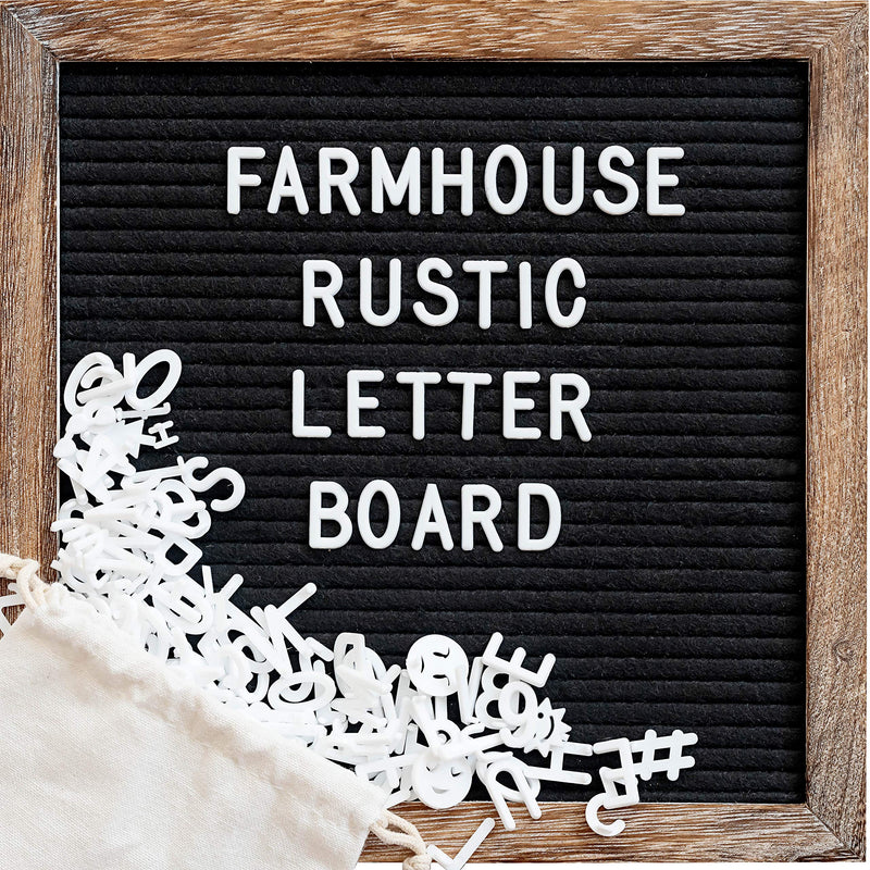 [Australia - AusPower] - Felt Letter Board Letters Numbers 10x10 Inch - First Day of School Board, Message Board Classroom Decor, Announcement Board Letters, Rustic Home Decor Sign Board Changeable Letters, Letterboard Black Felt Brown Frame 