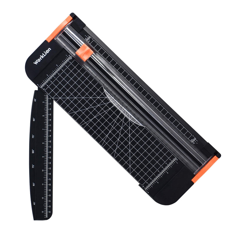 [Australia - AusPower] - WORKLION Paper Cutter - A4 Paper Craft Cutter with Security Blade for Cut Gift Card, Coupon, Label, Cardstock, Photo, 12 inch Black Office Paper Trimmer 