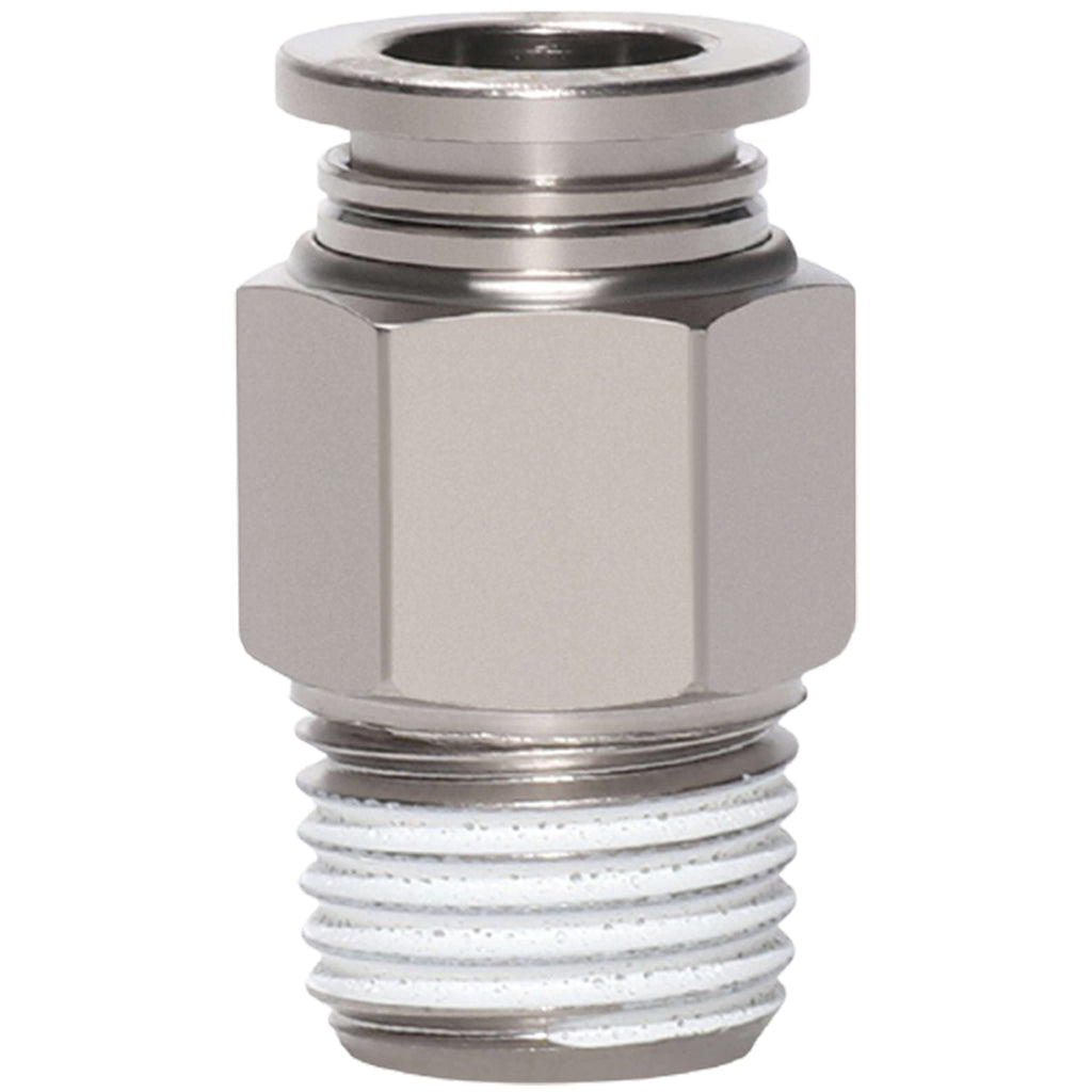 [Australia - AusPower] - Utah Pneumatic 1/4"Od 1/8" Npt Air Union Male Push Air Fitting Straight pneumatic fitting Nickel-Plated Brass Pneumatic Push Connect Fittings Air Line Fittings PC-1/4-N1(5 Pack) 