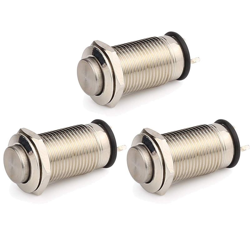 [Australia - AusPower] - DIYhz Metal Waterproof Push Button Switch Self-Locking Lock Switch 10mm Small Power Button Switch Silver 2 feet 3PCS 
