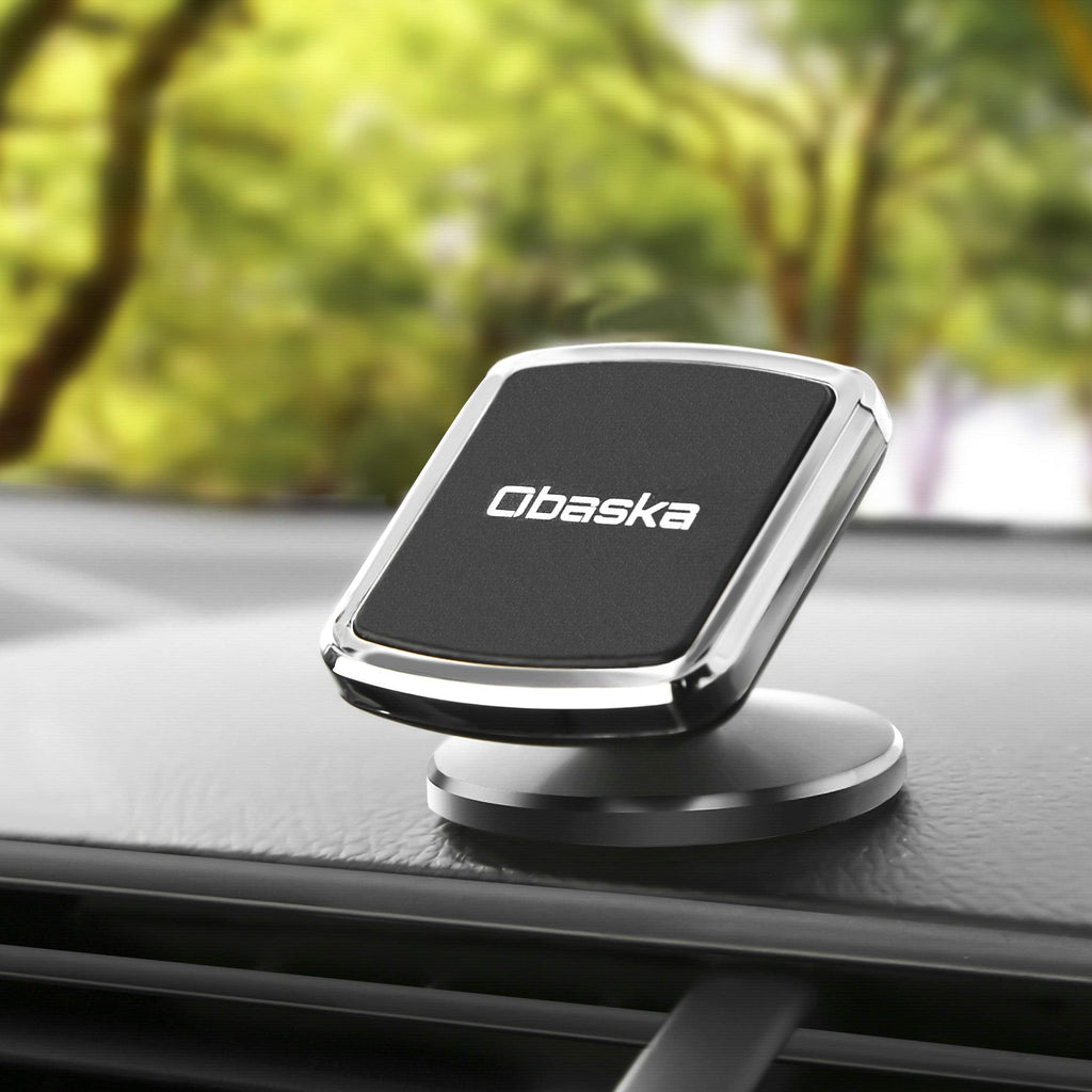 [Australia - AusPower] - Obaska Magnetic Phone Car Mount, Universal Dashboard Phone Holder for Car Compatible with All Smartphones Black & Silver 