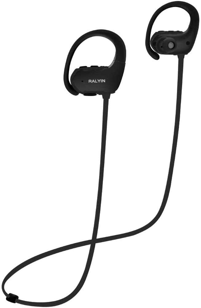 [Australia - AusPower] - Ralyin Bluetooth Headphones with Mic Sport Wireless Earbuds Built in Microphone Ear Hook Headset for Running Jogging Gym Workout Sweatproof Earphones Cordless Audifonos 8 Hours Play Time 