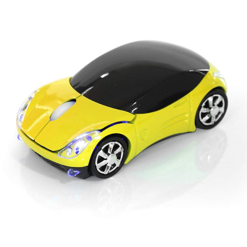 [Australia - AusPower] - ASHATA 2.4G Wireless Mouse Car Mouse with USB Reciver 1600DPI Optical Mouse for PC Computer Laptop Tablet, High Precision Cute Mouse for Win XP/Vista/Win7/ME/2000/for Mac OS (Yellow) yellow 