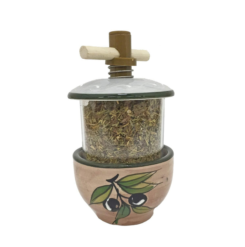 [Australia - AusPower] - Terre 62081 Ceramic Herbes de Provence Grinder - Olive Design with Beige Background 
