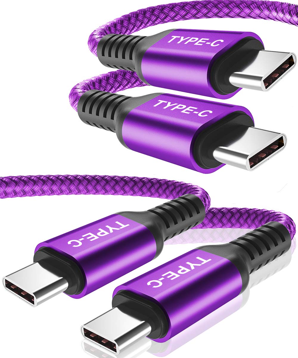 [Australia - AusPower] - USB Type C to C 100W Cable 10ft/2Pack,Power Delivery Fast Charging PD Charger Cord for MacBook Mac,iPad Pro 11 12.9 Air 4 5 4th 5th Generation,Samsung Galaxy Note 10 20 S20 S21 21 S22 22 FE Plus Ultra 10 FT Purple 