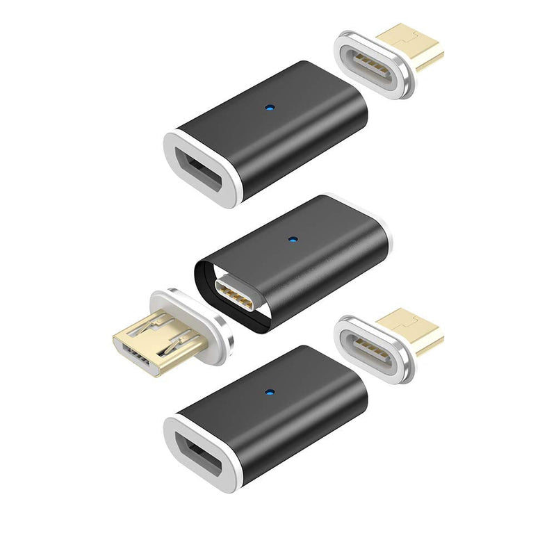 [Australia - AusPower] - NetDot Gen10 Magnetic Micro USB to Micro USB Adapter Converter(3 Pack Black) 3 