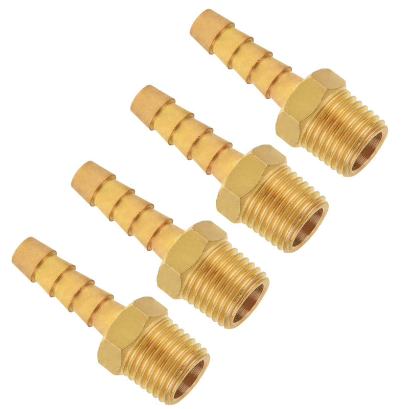 [Australia - AusPower] - Hose Fitting, SUNGATOR Brass Hose Barb Fitting, Adapter, 1/4" Barb x 1/4" NPT Male Pipe (4-Pack) 