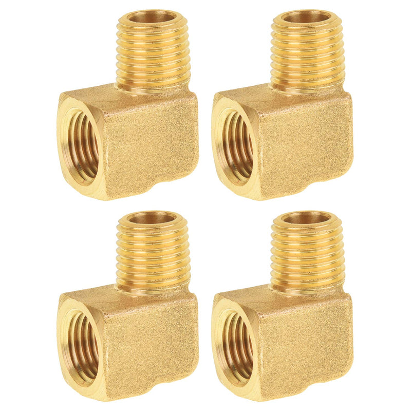 [Australia - AusPower] - SUNGATOR Brass Pipe Fitting, 90 Degree Barstock Street Elbow, Welding Fitting, 1/4" Male Pipe x 1/4" Female Pipe (4-Pack) 