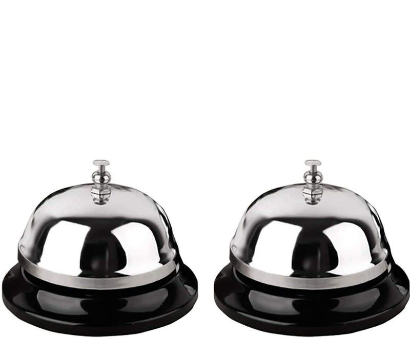 [Australia - AusPower] - Call Bell 2 Packs 3.35 Inch Diameter with Metal Anti-Rust Construction, Ringing, Durable, Desk Bell Service Bell for Hotels, Schools, Restaurants, Reception Areas, Hospitals, Warehouses(Silver) 