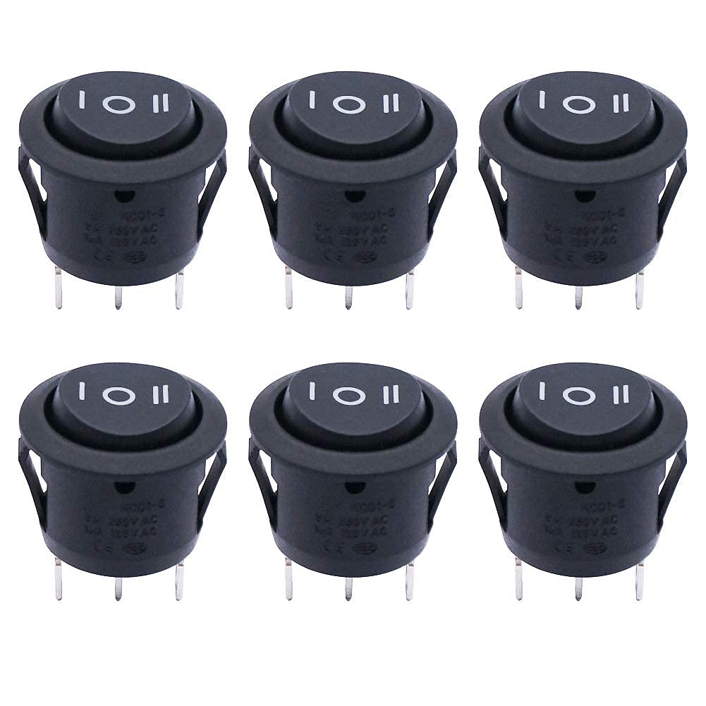 [Australia - AusPower] - Twidec/6Pcs Rocker Switch 3 Pins 3 Position ON/Off/ON AC 6A/125V 10A/250V SPDT Car Boat Black Rocker Switch Toggle（Quality Assurance for 1 Years）KCD1-5-103 