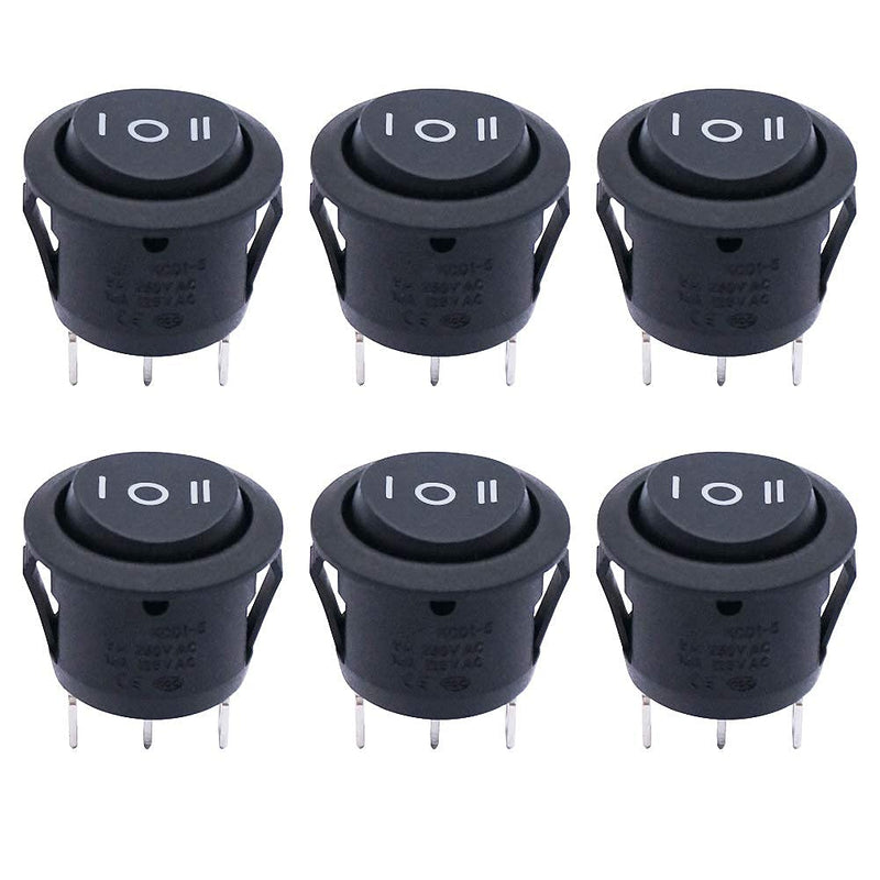 [Australia - AusPower] - Twidec/6Pcs Rocker Switch 3 Pins 3 Position ON/Off/ON AC 6A/125V 10A/250V SPDT Car Boat Black Rocker Switch Toggle（Quality Assurance for 1 Years）KCD1-5-103 