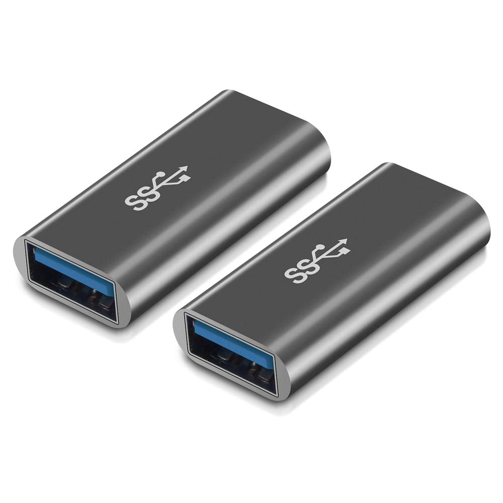 [Australia - AusPower] - QianLink USB 3.0 Adapter,[2-Pack] Aluminum Type A Female to Female -Connector Converter Adapter,USB 3.0 Coupler Female to Female Adapter (Grey) Grey 