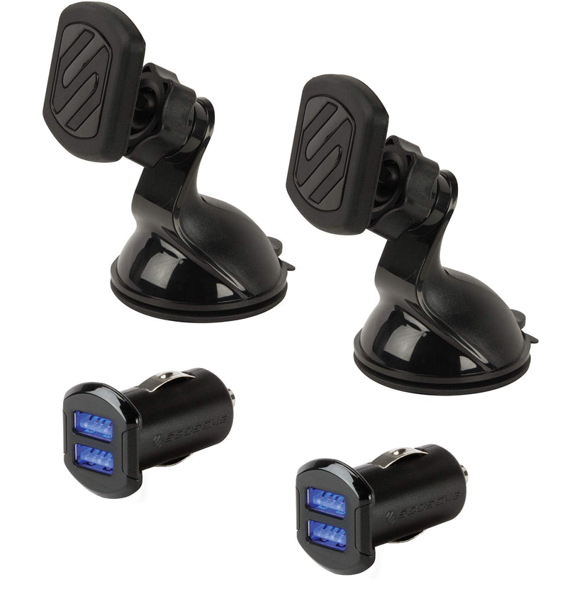 [Australia - AusPower] - SCOSCHE MWDC242-2PKES0 MagicMount Magnetic Suction Cup Mount Holder for Mobile Devices, Black (Pack of 4) Suction / Charger 4 pack 