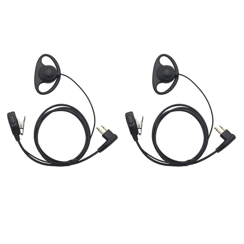 [Australia - AusPower] - Karier D Shape Earpiece Headset PTT for Two Way Radio Compatible 2 Pin Motorola Walkie Talkies CLS1410 CLS1110 CP200 CP185 CP040 CP1200 GP300 GP2000 GP88 GP3188 Radio (2 Pack) 