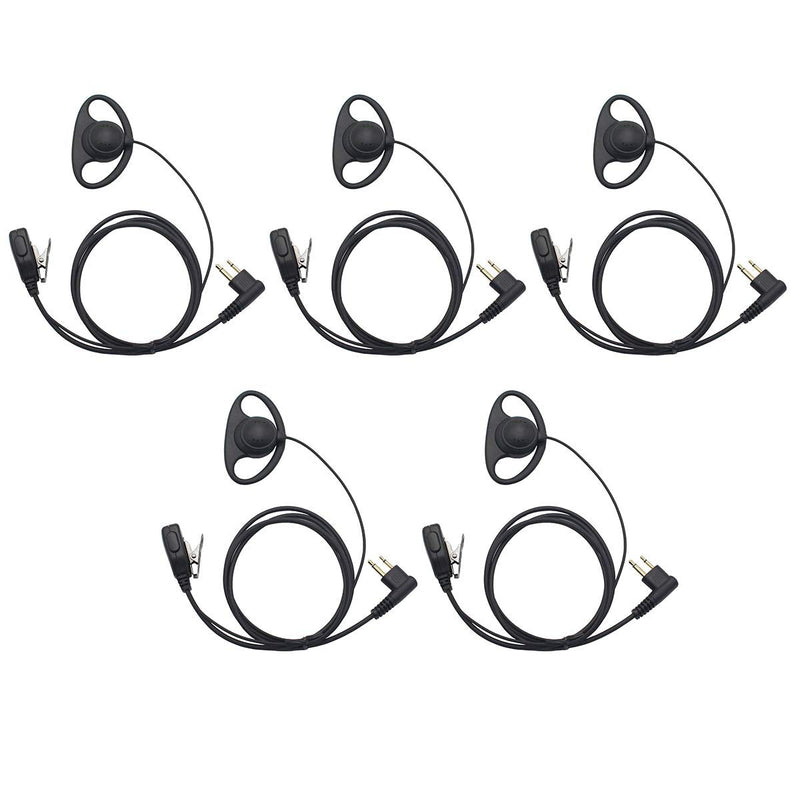 [Australia - AusPower] - Karier 2Pin D Shape Earpiece Headset PTT for Two Way Radio Compatible Motorola 2-Pin Walkie Talkies CLS1410 CLS1110 CP200 CP185 CP040 CP1200 GP300 GP2000 GP88 GP3188 Radio(5 Pack) 