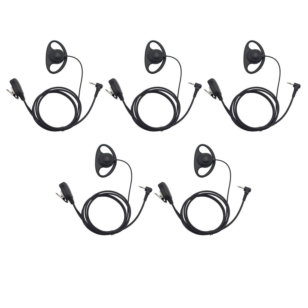 [Australia - AusPower] - Karier D Shape Earpiece Headset for 1 Pin 2.5MM Motorola Walkie Talkie Two Way Radios MH230R MR350R MS350R MT350R MG160A MJ270R T200 T260 T460 T600 (5 Pack) 