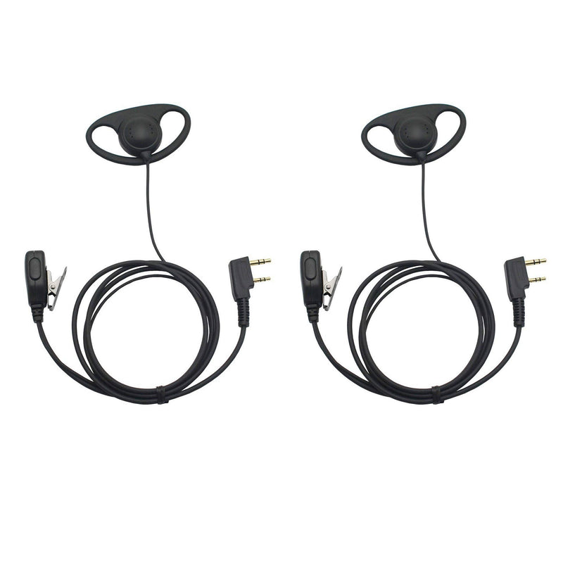 [Australia - AusPower] - Karier 2 Pin D Shape Earpiece with PTT Mic for 2pin Baofeng Kenwood Nexedge Hytera Puxing Wouxun Radio UV-82HP UV-82 UV-5R UV5RA BF-F9 BF-F8HP BF-888S TK250 TK260 TH-215 H-777 RT21 RT22 GT-3TP(2 Pack) 