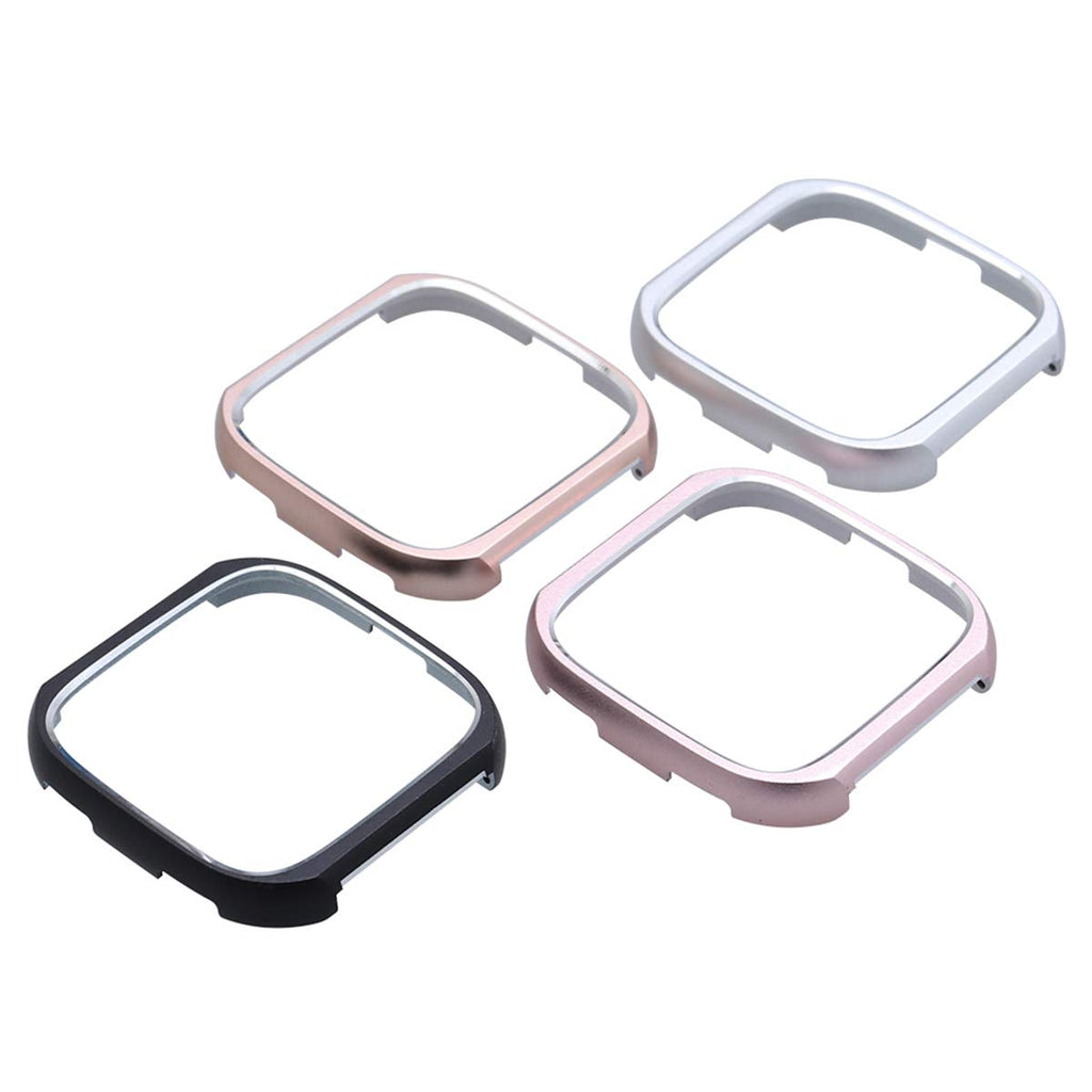[Australia - AusPower] - UKCOCO Metal Case Compatible Fitbit Versa, 4 Pack Stainless Steel Frame Protective Bumper Case Cover Replacement Accessory Compatible Fitbit Versa Smart Watch (Multicolor) Multicolor 
