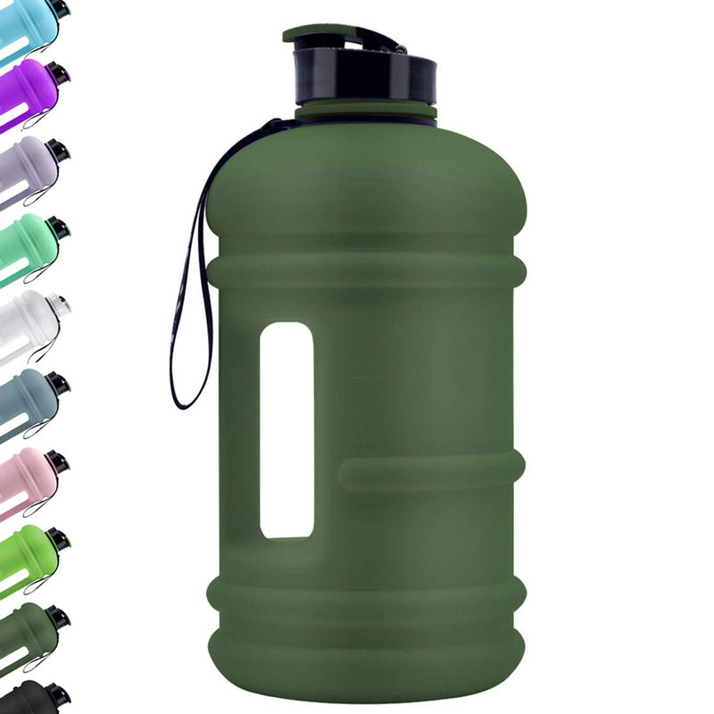[Australia - AusPower] - TOOFEEL Large Sports 2.2L Water Jug Big Reusable Water Bottle 75oz Half Gallon Hydro Container Canteen BPA Free Leak-Proof for Gym Fitness Athletic army green 