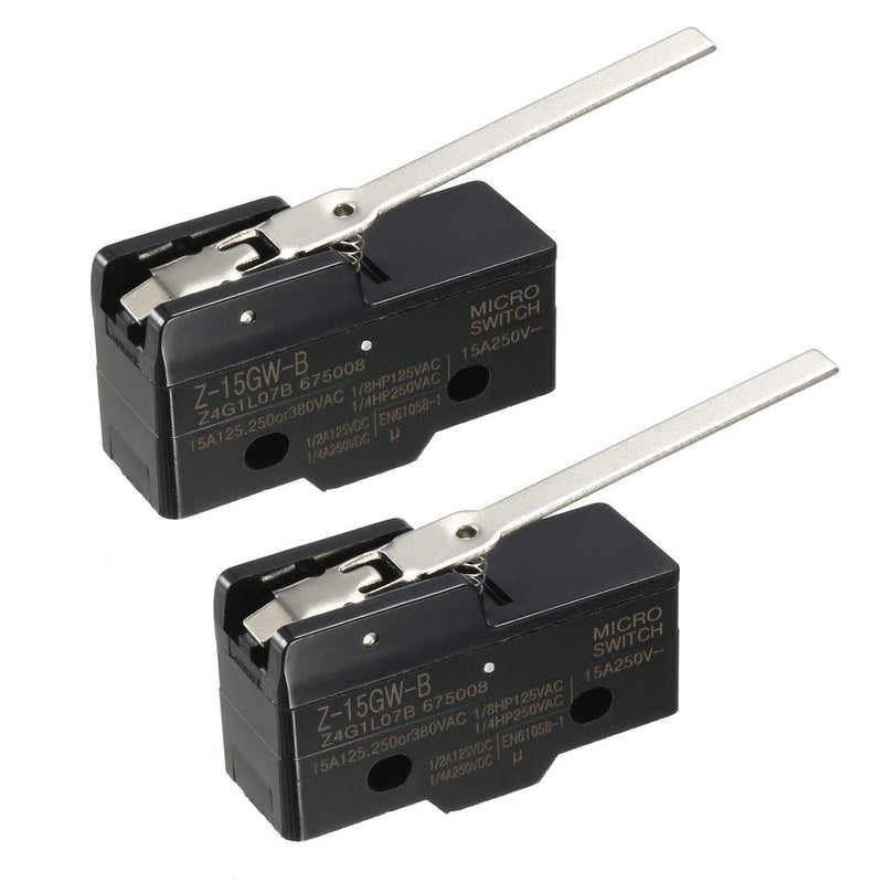 [Australia - AusPower] - uxcell 2PCS Z-15GW-B 1NO + 1NC Long Hinge Lever Type Miniature Micro Switches 