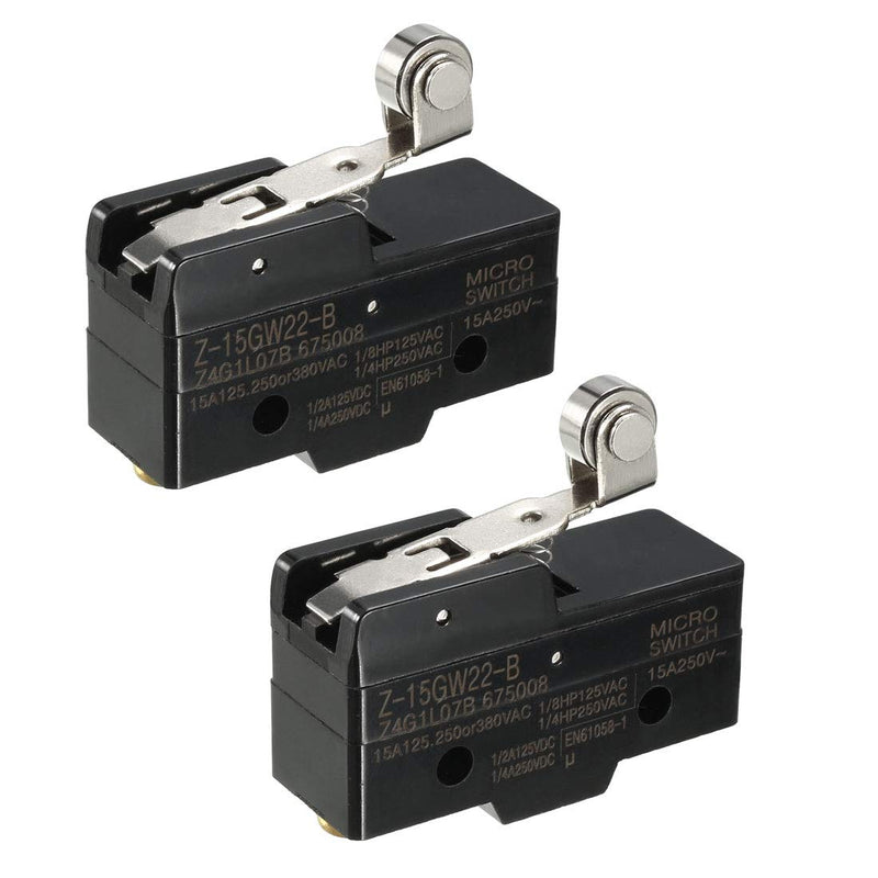 [Australia - AusPower] - uxcell 2PCS Z-15GW22-B 1NO + 1NC Hinge Roller Lever Micro Action Switches 