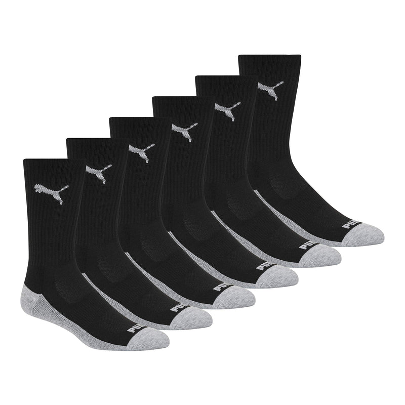 [Australia - AusPower] - PUMA mens 6 Pack Crew Socks, Black/Gray, 13-Oct US 