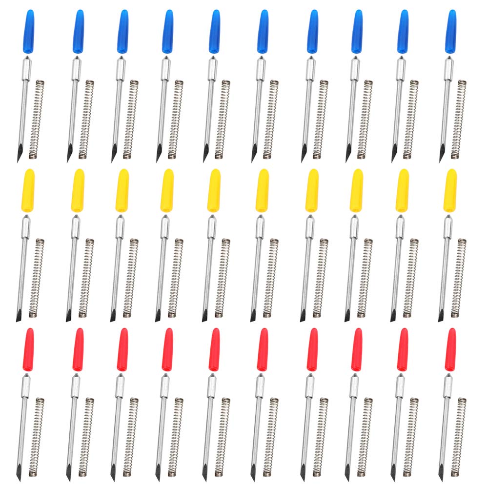[Australia - AusPower] - AFUNTA 30 pcs 30/45 /60 Degree Carving Knife Vinyl Cutter Plotter Cutting Blades for CB09 CB09U Graphtec – Blue, Yellow, Red 