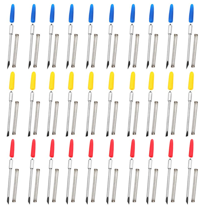 [Australia - AusPower] - AFUNTA 30 pcs 30/45 /60 Degree Carving Knife Vinyl Cutter Plotter Cutting Blades for CB09 CB09U Graphtec – Blue, Yellow, Red 