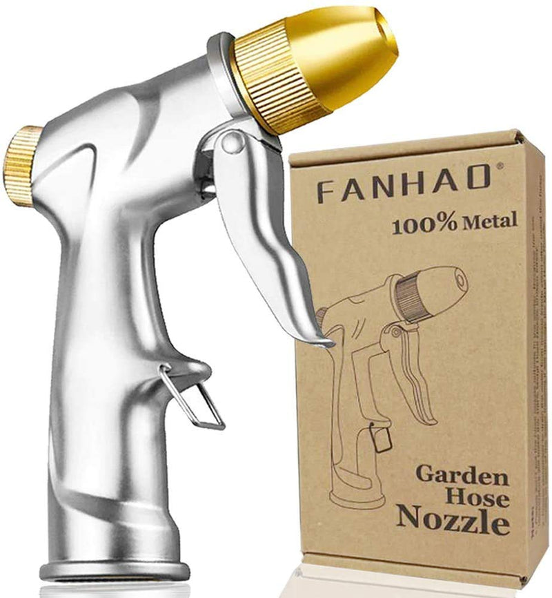 [Australia - AusPower] - FANHAO Upgrade Garden Hose Nozzle Sprayer, 100% Heavy Duty Metal Handheld Water Nozzle High Pressure in 4 Spraying Modes for Hand Watering Plants and Lawn, Car Washing, Patio and Pet 4 Spray Patterns 