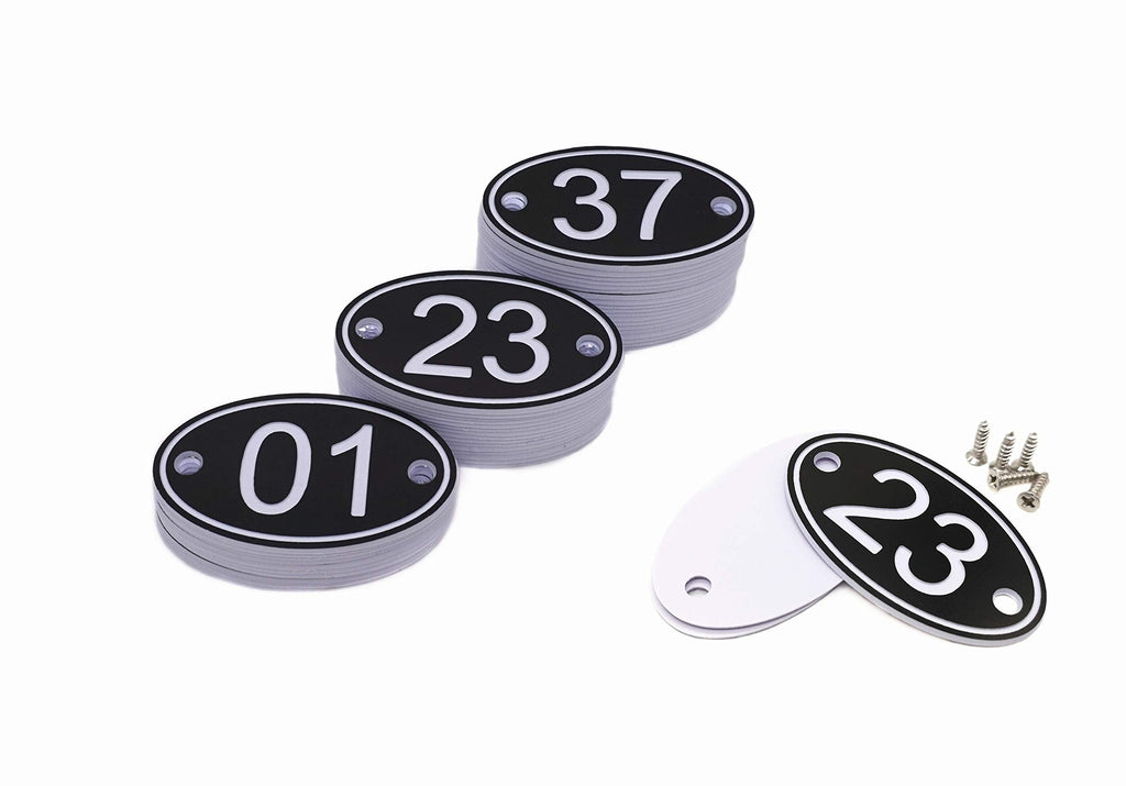 [Australia - AusPower] - ABS Engraved 30mm x 50mm Oval Table Numbers (51-100) Pubs Restaurants Clubs - Black - 51 to 100 