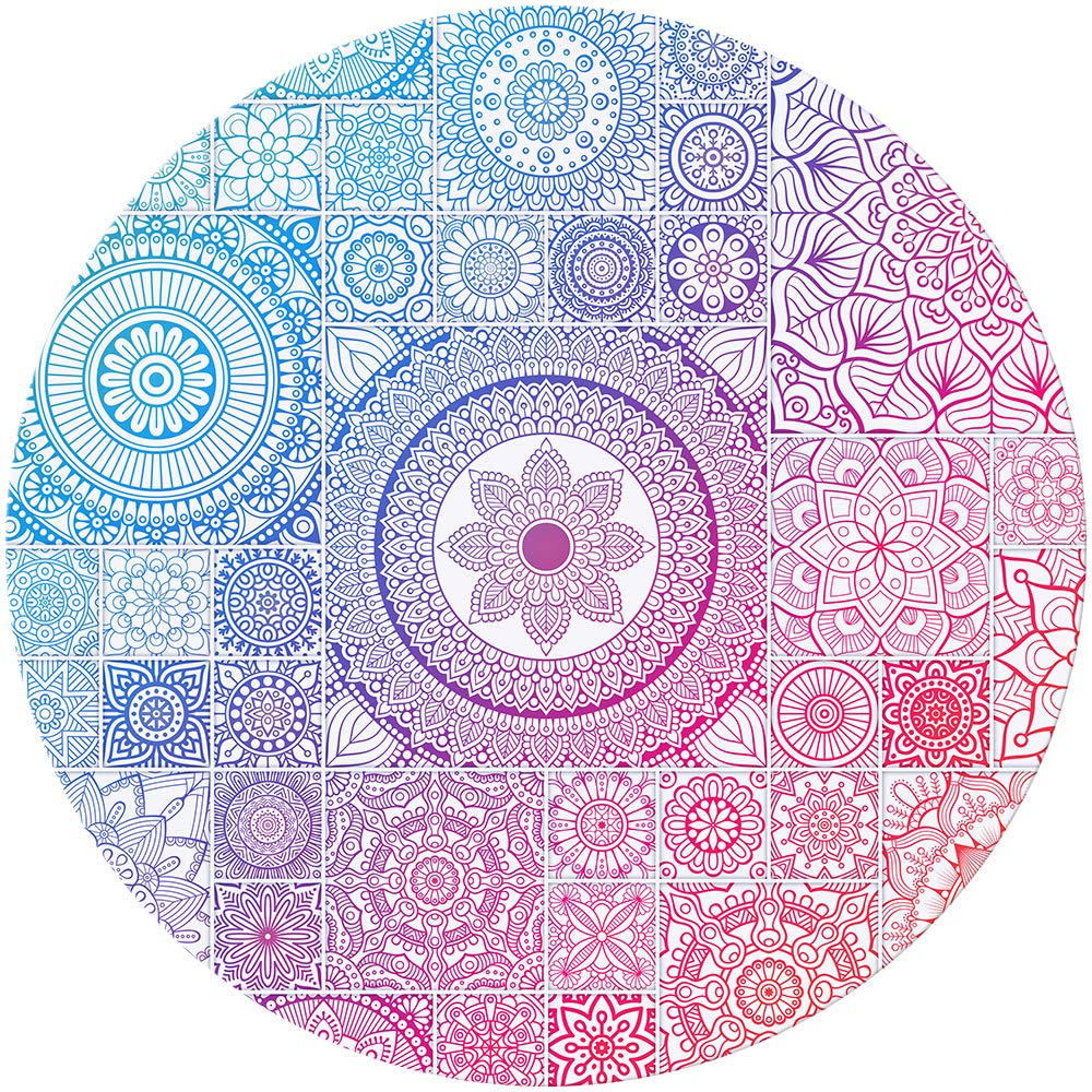 [Australia - AusPower] - BOSOBO Mouse Pad, Vintage Mandala Mouse Mat, Cute Round Mouse Mat with Design, Small Stitched Edge Non-Slip Rubber Circular Floral Mouse Pad Desk Accessories for Teen Girls and Women, 7.9 x 7.9 Inch Bright Mandala 