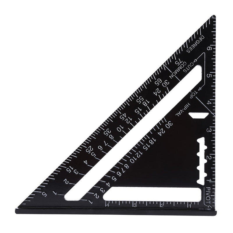 [Australia - AusPower] - Triangle Ruler 7 Inch Metric/Imperial System Aluminum Alloy Black Oxidation Roofing Triangle Angle Protractor Layout Guide Measurement Ruler Tool(Imperial System) 