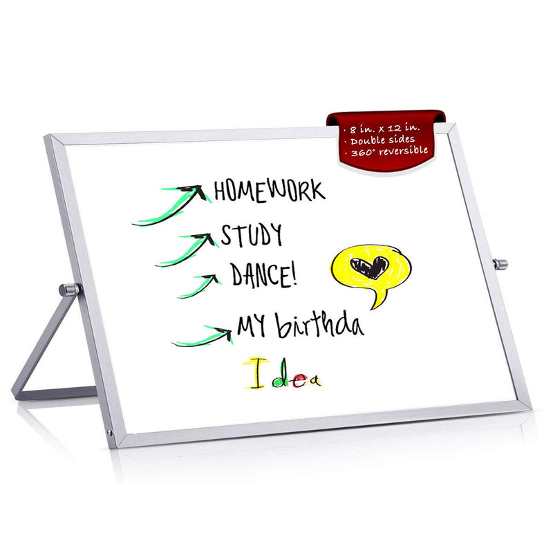 [Australia - AusPower] - BEST BOARD Mini Dry Erase Whiteboard with Stand for Desktops, Tabletops, and Countertops, Double-Sided, 8 x 12 inches 8" x 12" 