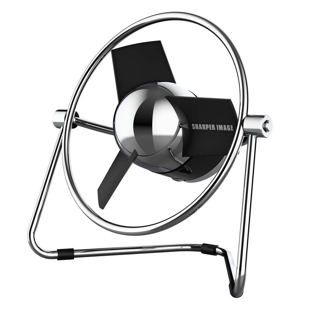 [Australia - AusPower] - Sharper Image SBM1-SI USB Fan with Soft Blades, 2 Speeds, Touch Control, Quiet Operation, Metal Frame, 5V Wall Adapter, 6 ft. Cable, Personal, Black/Chrome 