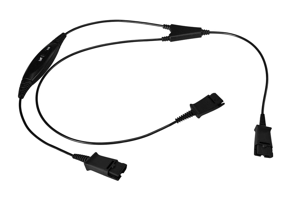 [Australia - AusPower] - Supervisor Splitter Y-Cord with Switchable Mute Button and Volume Control for Plantronics and TruVoice Headsets | Use for Coaching, Supervising, Training, Monitoring Calls 