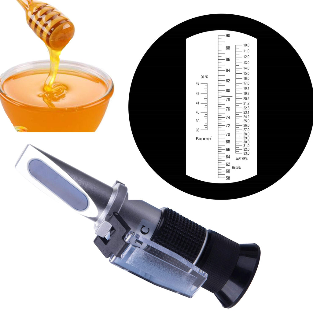 [Australia - AusPower] - HunterBee Honey Maple Syrup brix Refractometer /58-90 brix 10-33 Moisture Meter/Homebrew Sucrose Brewing Sugar aichose Hydrometer/Beekeeping Supply ATC 