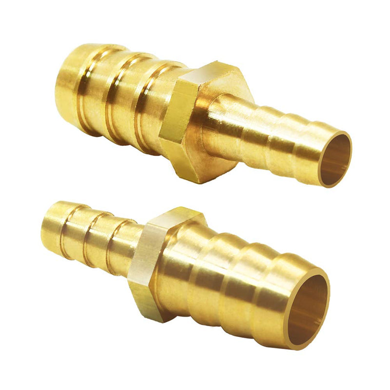 [Australia - AusPower] - Joywayus 3/8" to 1/2" Barb Fitting Reducer Hose Barb Splicer Hex Union Brass Fitting Water/Fuel/Air (Pack of 2) 