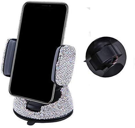 [Australia - AusPower] - Luxury Rhinestone Bling Universal Car Stand Phone Holder Air Vent Car Mount Stand Holder Compatible with iPhone X 8 Plus 7 Plus SE 6s 6 Plus 6 5s 5 4s 4 (Silver) 