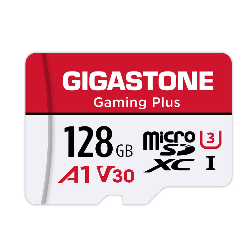 [Australia - AusPower] - [Gigastone] 128GB Micro SD Card, Gaming Plus, MicroSDXC Memory Card for Nintendo-Switch, Wyze, GoPro, Dash Cam, Security Camera, 4K Video Recording, UHS-I A1 U3 V30 C10, up to 100MB/s, with Adapter 128GB Gaming Plus 1-Pack 