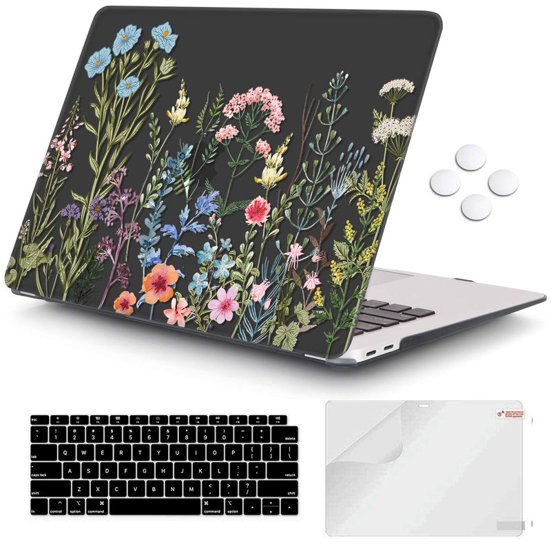 [Australia - AusPower] - iCasso MacBook Air 13 inch Case 2020 2019 2018 Release A2337/A1932/A2179, Hard Shell Case Protective Cover and Keyboard Cover Only Compatible Newest MacBook Air 13'' with Touch ID Retina - Weeds 