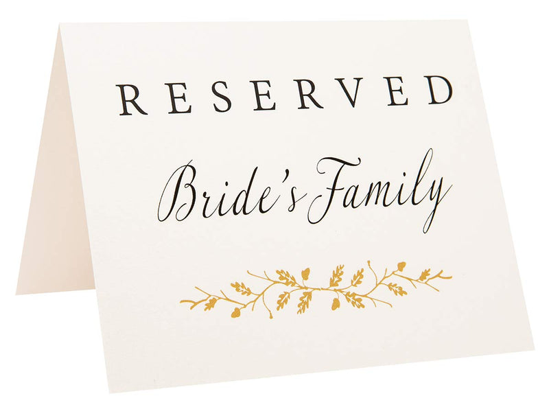 [Australia - AusPower] - 2 City Geese Reserved Wedding Table Signs | Set of 6 Pearl White and Gold Reserved Signs Including Reserved for Bride's Family Groom's Family and Wedding Party | Freestanding Double Sided 