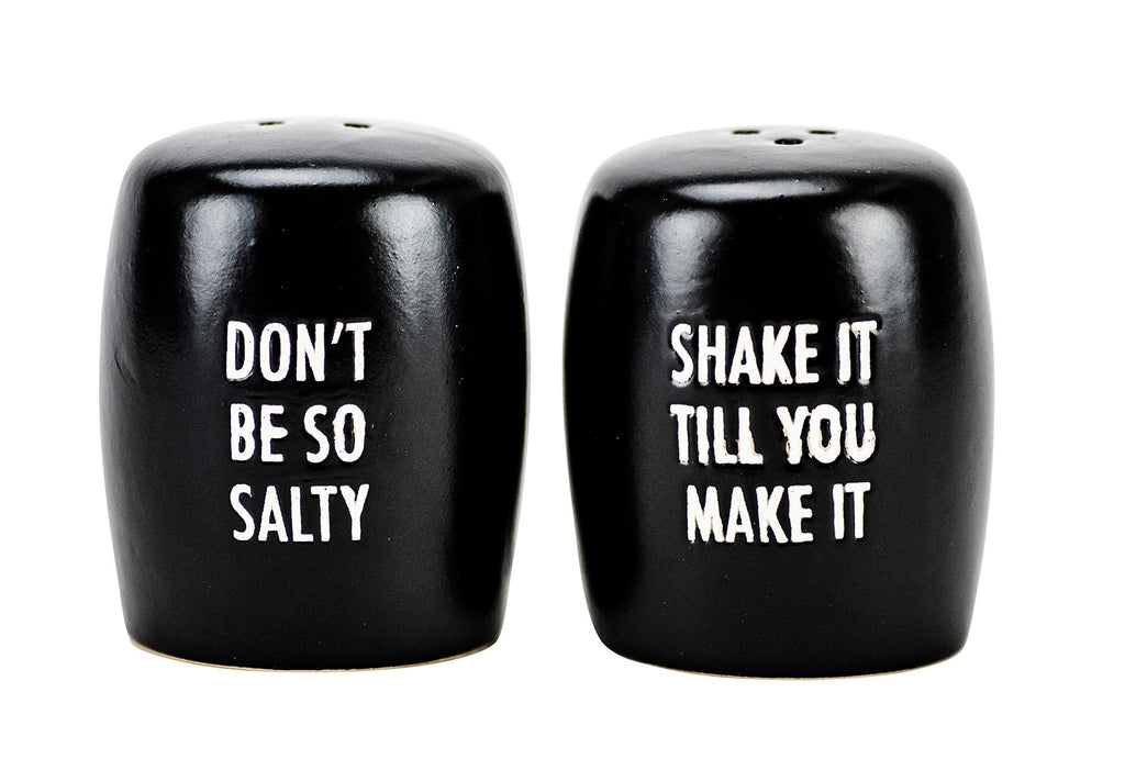 [Australia - AusPower] - Boston Warehouse Shake It Till You Make It Salt & Pepper Shaker Set, Black 