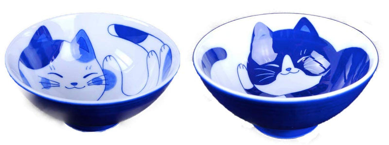 [Australia - AusPower] - Minorutouki Cat Design"NEKOCHIGURA" Rice Bowl MIKE & HACHIWARE Small Size 2 pattern set φ4.6×H2.4in 6.63oz Made in Japan 
