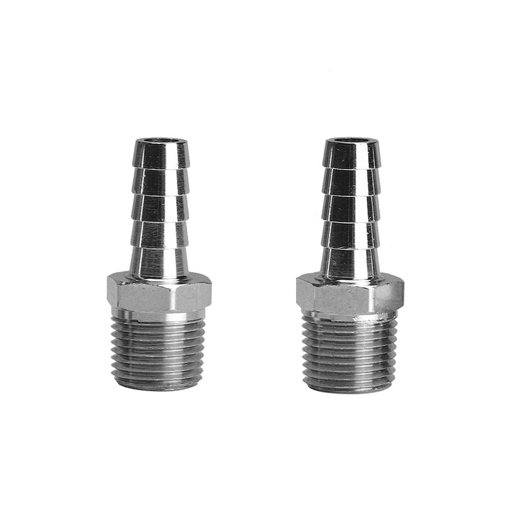 [Australia - AusPower] - Beduan Stainless Steel 3/8" Hose Barb to 3/8" Male NPT Home Brew Fitting Water Fuel Air (Pack of 2) 3/8" Barb to 3/8" NPT 