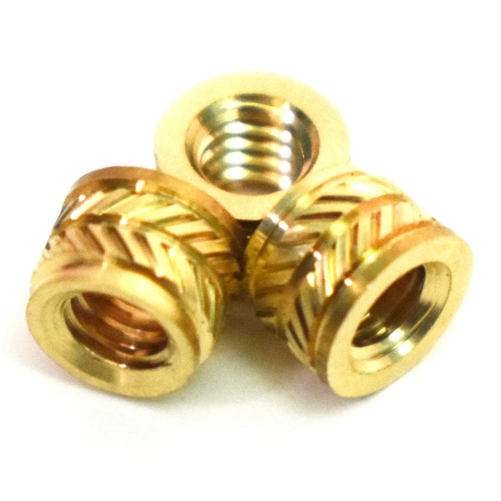 [Australia - AusPower] - [ J&J Products, Inc] 8-32 Brass Insert 50pcs, 0.251 in OD, 0.185 in Length, Female 8-32 Thread, Press Fitting or Injection Molding Type, 50 pcs 