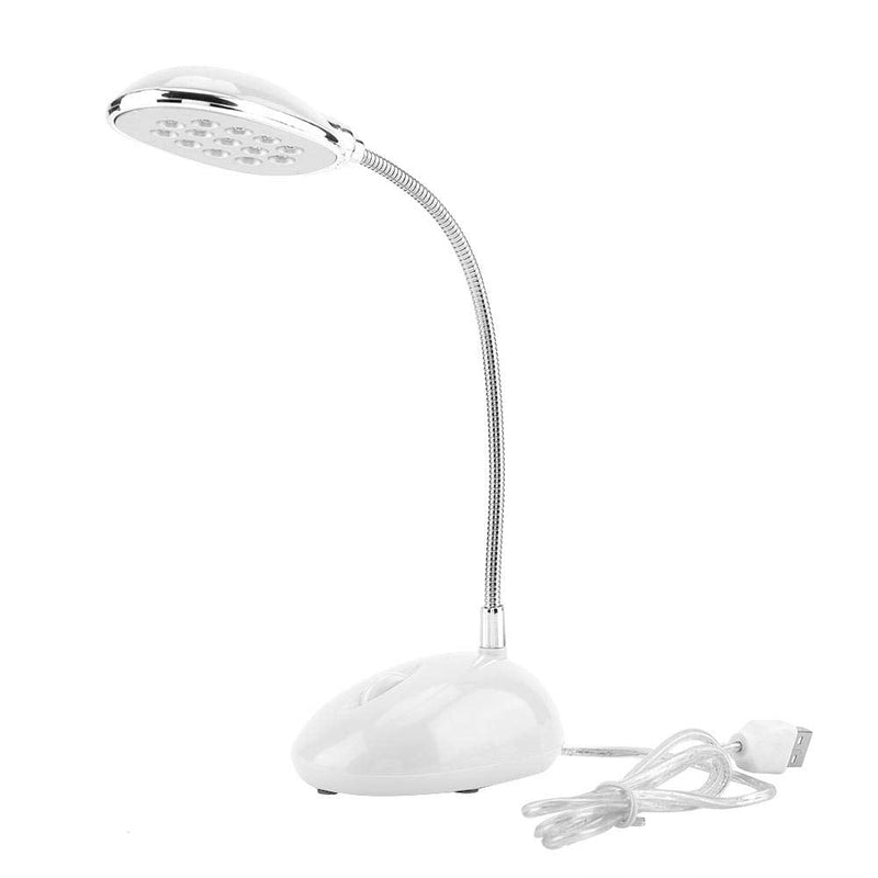[Australia - AusPower] - USB Table Lamp, Bright 13 LED Table Lamp Lightweight Energy-Saving Flexible USB Desk Light for Laptop Desktop PC(White) 