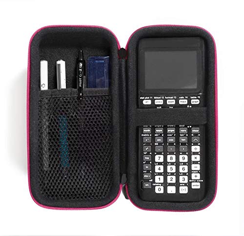 [Australia - AusPower] - CaseSack Graphing Calculator Case for Texas Instruments TI84, TI83, TI89, Stationary Mesh Pocket, Pen/Pencil Holder, Detachable with Wrist Strap (Black with Pink Zip) Black with pink zip 