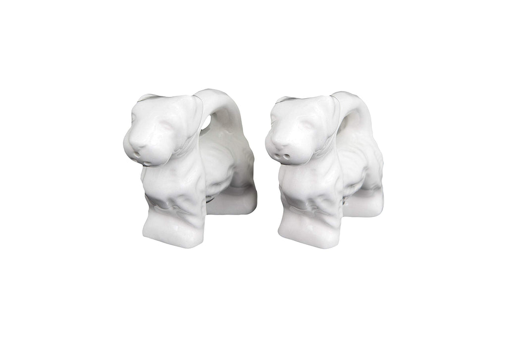 [Australia - AusPower] - Creative Co-op DF1052 White Ceramic Dog Shaped (2 Pieces) Salt & Pepper Shakers 